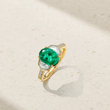 Mark Henry Ring Mark Henry 18k Yellow Gold Silky Three Stone Emerald and Diamond Ring 7