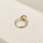 Mark Henry Ring Mark Henry 18k Yellow Gold Silky Three Stone Emerald and Diamond Ring 7