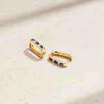 Mark Henry Earrings Mark Henry Gypsy 18k Yellow Gold Sapphire and Diamond Paperclip Earrings