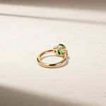 Mark Henry Ring Mark Henry Nouveau Three Stone 18k Yellow Gold Oval Emerald and Diamond Ring