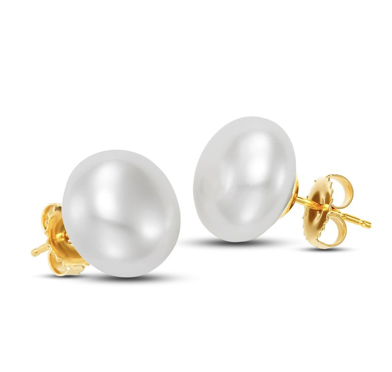 Mastoloni Earring Mastoloni 14K Yellow Gold Freshwater Button Pearl Stud Earrings