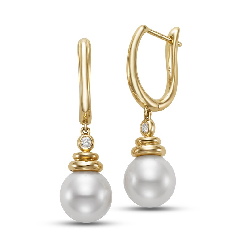 Mastoloni Earring Mastoloni 14k Yellow Gold Pearl and Diamond Drop Earrings