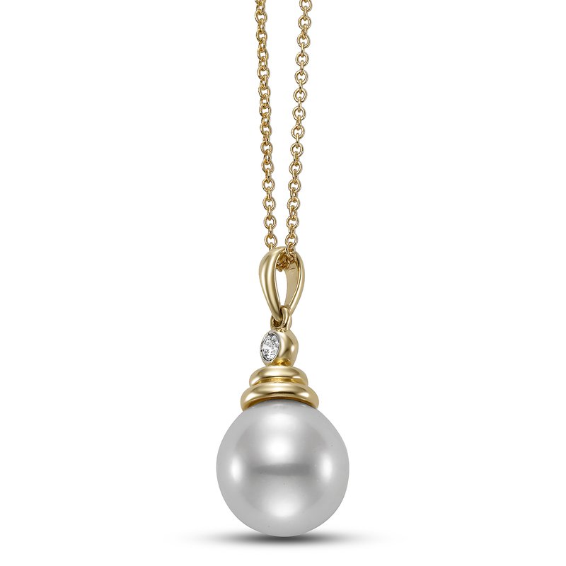 Mastoloni Necklaces and Pendants Mastoloni 14k Yellow Gold Pearl and Diamond Pendant Necklace