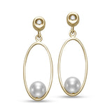 Mastoloni Earring Mastoloni 14k Yellow Gold Pearl & Diamond Drop Earrings