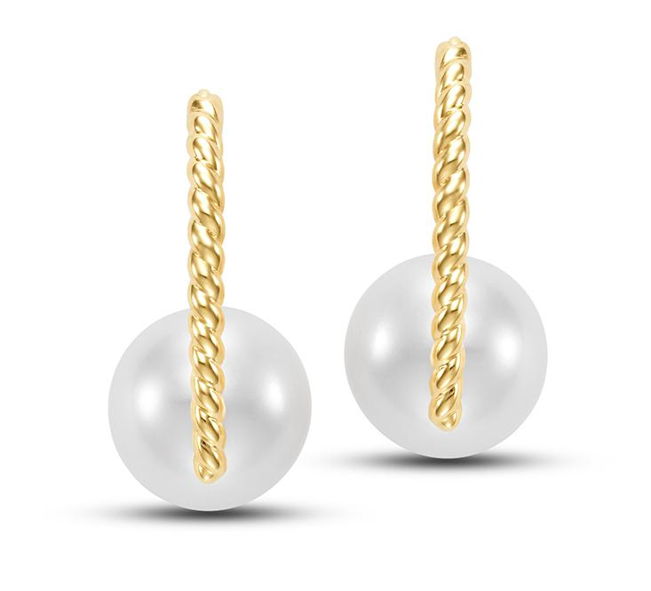 Mastoloni Earring Mastoloni 14k Yellow Gold Woven Huggie Pearl Earrings