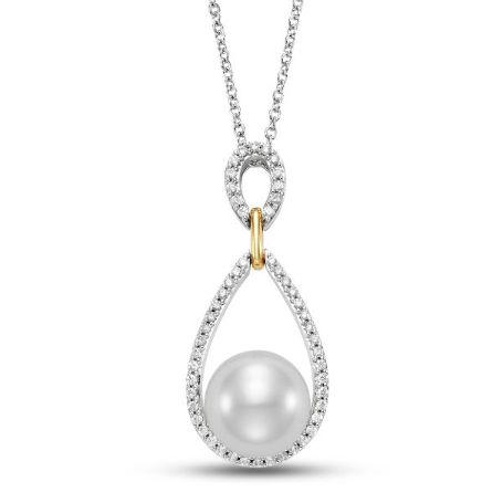 Mastoloni Necklaces and Pendants Mastoloni 18k White Gold Pearl & Diamond Necklace