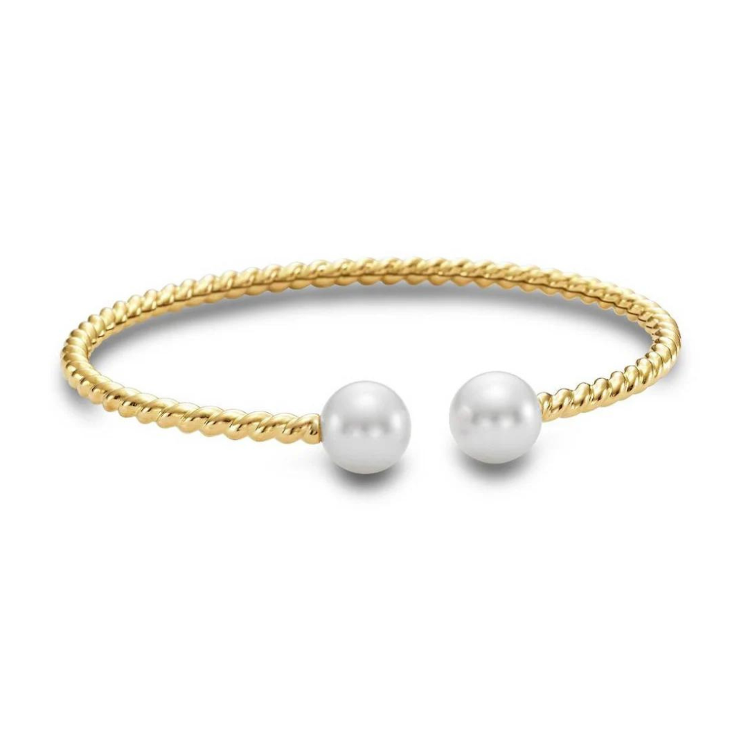 Mastoloni Bracelet Mastoloni 18K Yellow Gold Freshwater Pearl Flex Open Cuff Bracelet