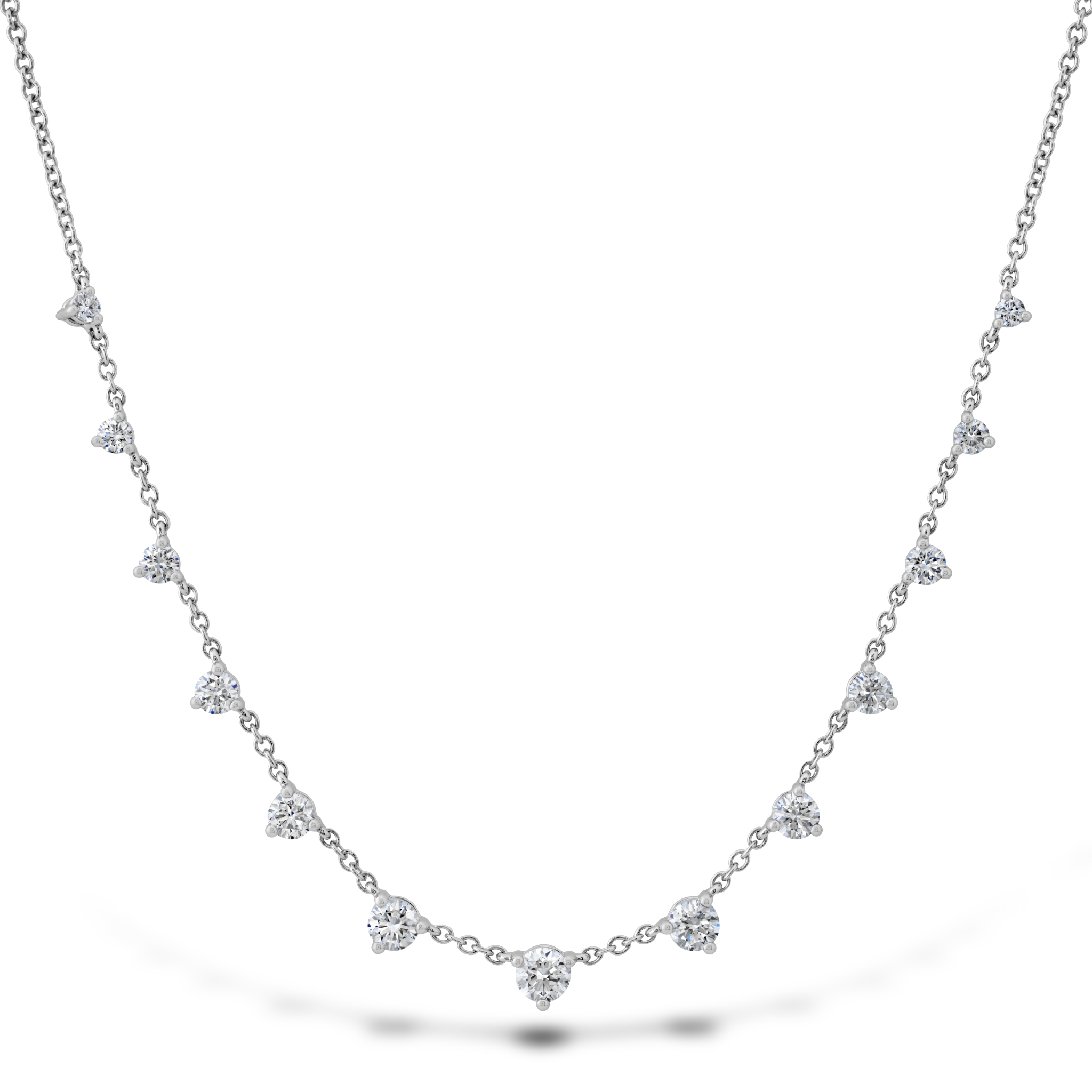 Memoire Necklaces and Pendants Memoire 18k White Gold 13-Stone Graduated Diamond Necklace