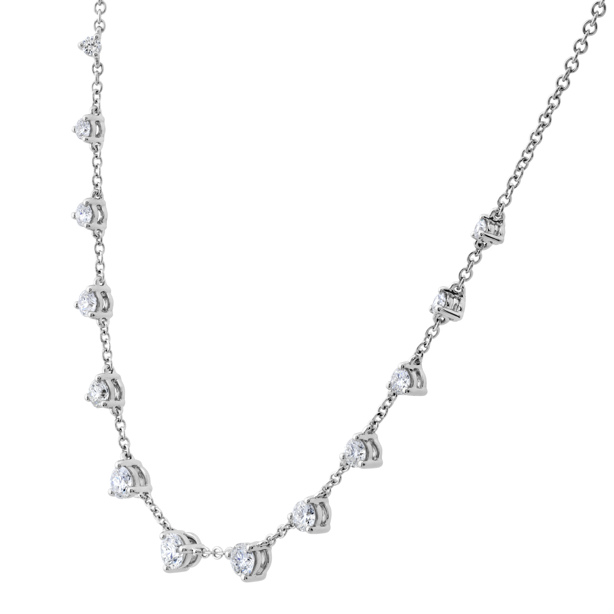 Memoire Necklaces and Pendants Memoire 18k White Gold 13-Stone Graduated Diamond Necklace