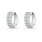 Memoire Earrings Memoire Petite Prong Double Row 18k White Gold Diamond Huggie Earrings