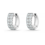 Memoire Earrings Memoire Petite Prong Double Row 18k White Gold Diamond Huggie Earrings