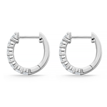 Memoire Earrings Memoire Petite Prong Double Row 18k White Gold Diamond Huggie Earrings