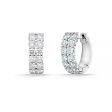 Memoire Earrings Memoire Petite Prong Double Row 18k White Gold Diamond Huggie Earrings