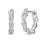 Memoire Earrings Memoire Vine Pave 18k White Gold Huggie Diamond Earrings