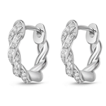 Memoire Earrings Memoire Vine Pave 18k White Gold Huggie Diamond Earrings