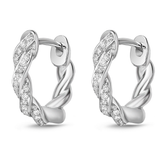 Memoire Earrings Memoire Vine Pave 18k White Gold Huggie Diamond Earrings