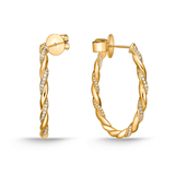 Memoire Earrings Memoire Vine Twisted Pave 18k Yellow Gold Medium Diamond Hoops