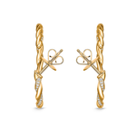 Memoire Earrings Memoire Vine Twisted Pave 18k Yellow Gold Medium Diamond Hoops