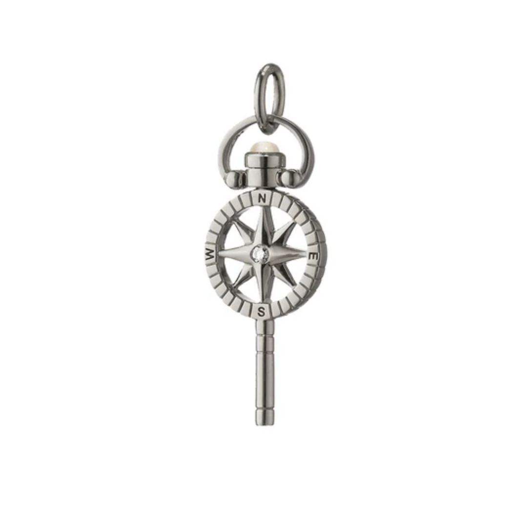 Monica Rich Kosann Charm Monica Rich Kosann 1 3/16" Adventure Compass Pocket Watch Key Charm