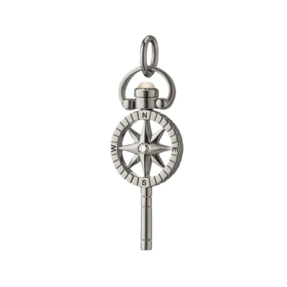 Monica Rich Kosann Charm Monica Rich Kosann 1 3/16" Adventure Compass Pocket Watch Key Charm