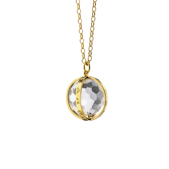 Monica Rich Kosann Necklaces and Pendants Monica Rich Kosann 18K Yellow Gold Extra-Large Carpe Diem Charm with Faceted Rock Crystal