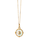 Monica Rich Kosann Necklaces and Pendants Monica Rich Kosann 18K Yellow Gold Round Mother of Pearl Adventure Compass Charm with Diamonds