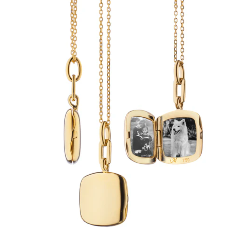 Monica Rich Kosann Necklaces and Pendants Monica Rich Kosann 18k Yellow Gold Slim Cushion-Shaped 22" Viv Locket