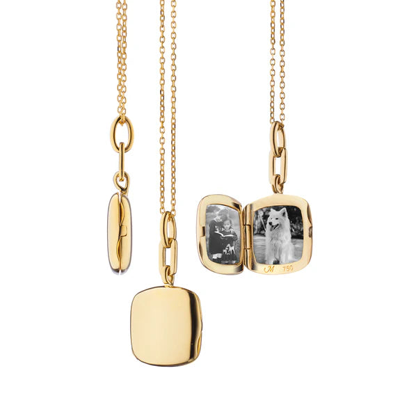 Monica Rich Kosann Necklaces and Pendants Monica Rich Kosann 18K Yellow Gold Slim Cushion Viv Locket