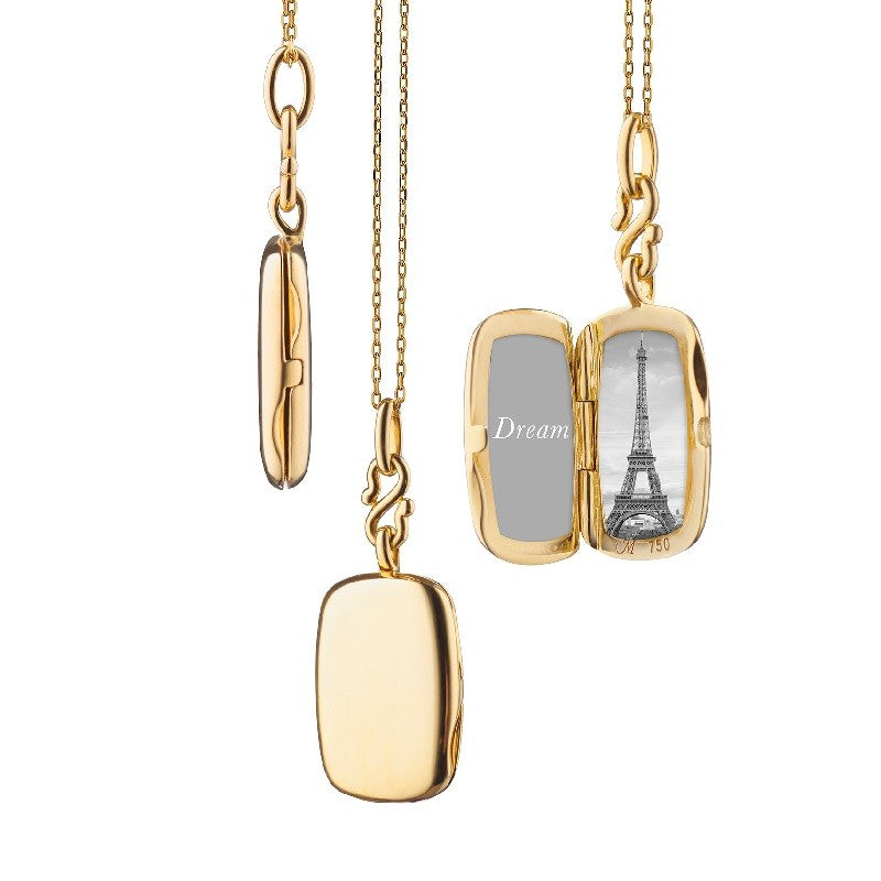 Monica Rich Kosann Necklaces and Pendants Monica Rich Kosann 18K Yellow Gold Slim Rectangular Britt Locket