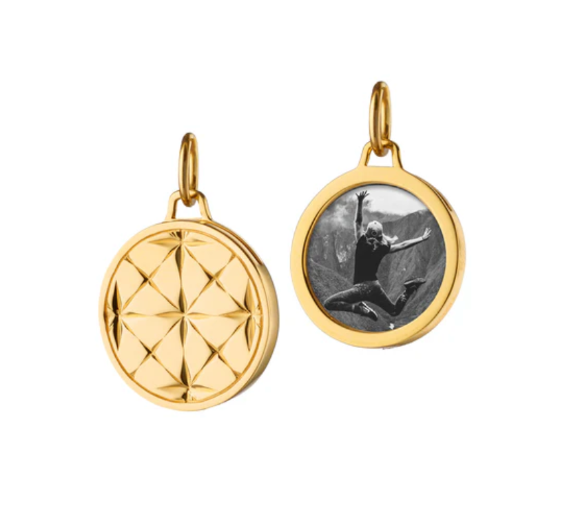 Monica Rich Kosann Lockets Monica Rich Kosann 18k Yellow Gold Small Round Mosaic Half Locket