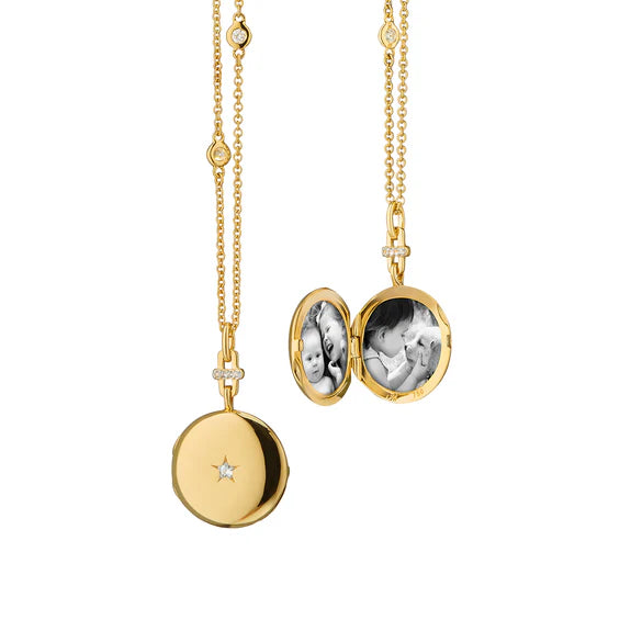 Monica Rich Kosann Necklaces and Pendants Monica Rich Kosann 18K Yellow Gold Twinkle Star Locket with Center Star Diamond