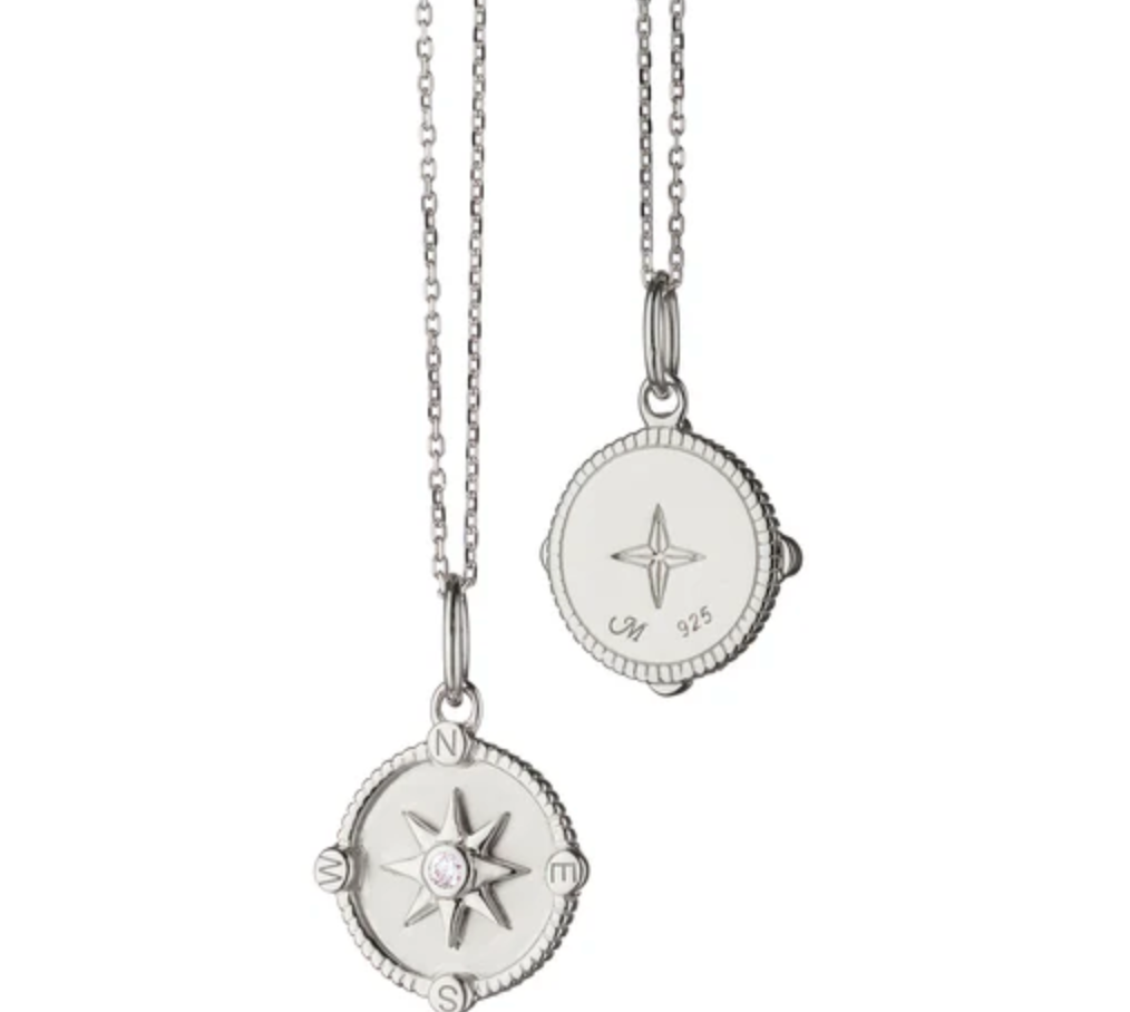 Monica Rich Kosann Necklaces and Pendants Monica Rich Kosann Sterling Silver 1/2" Mini Adventure Compass Charm Necklace