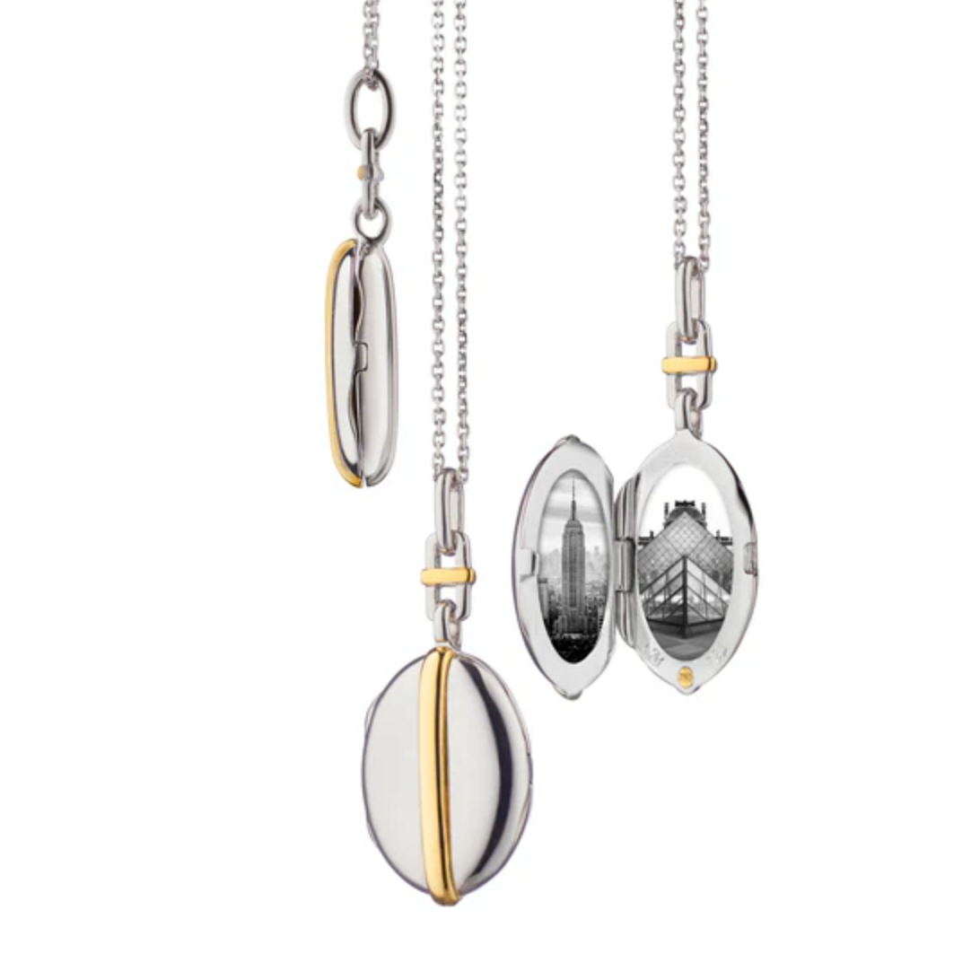 Monica Rich Kosann Necklaces and Pendants Monica Rich Kosann Sterling Silver and 18k Yellow Gold Slim Oval Tess Locket