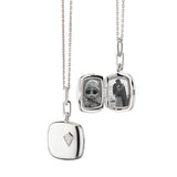 Monica Rich Kosann Necklaces and Pendants Monica Rich Kosann Sterling Silver Cushion Locket with Pave Diamonds