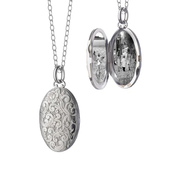 Monica Rich Kosann Necklaces and Pendants Monica Rich Kosann Sterling Silver Floral-Patterned Locket