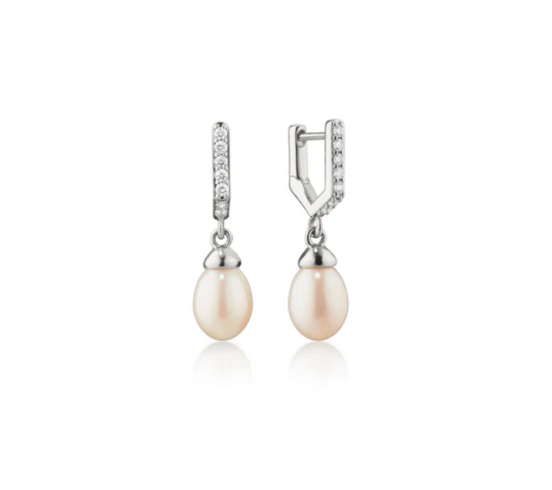 Monica Rich Kosann Earrings Monica Rich Kosann Sterling Silver Pearl Drop Hinged Earrings