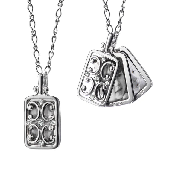 Monica Rich Kosann Necklaces and Pendants Monica Rich Kosann Sterling Silver Rectangular Gate with White Sapphires