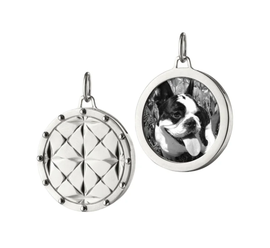 Monica Rich Kosann Charm Monica Rich Kosann Sterling Silver Round Mosaic Half Locket