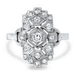 PAGE Estate Ring 14k White Gold Antique Reproduction Art Deco Style Diamond Ring