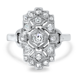 PAGE Estate Ring 14k White Gold Antique Reproduction Art Deco Style Diamond Ring