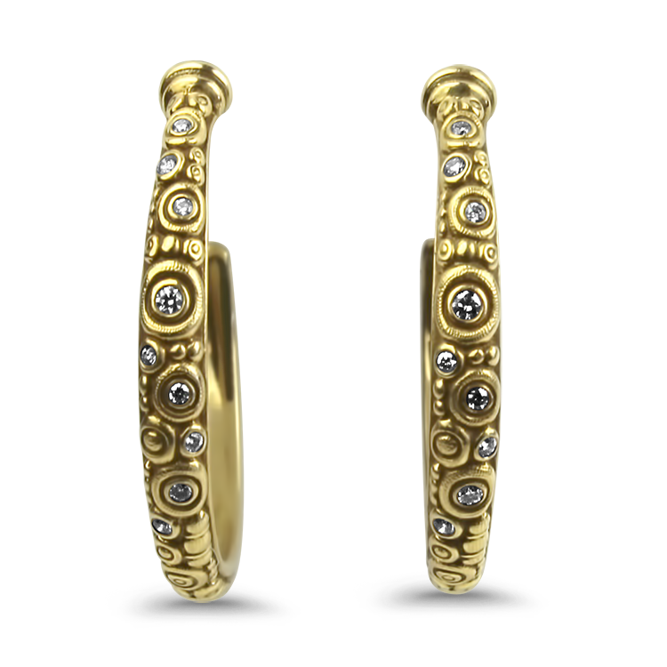 PAGE Estate Earring Alex Sepkus Estate 18K Yellow Gold Diamond Hoop Earrings