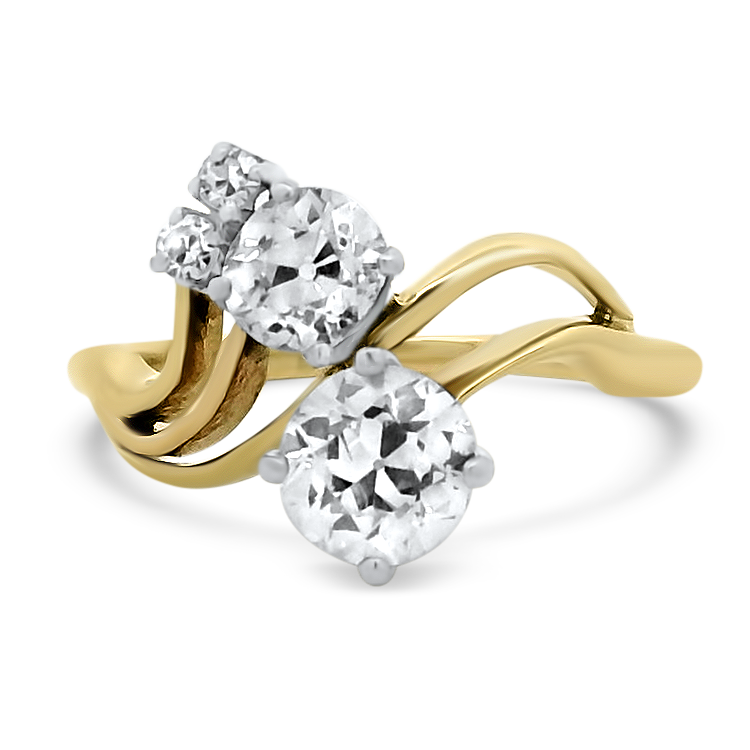 PAGE Estate Engagement Ring Antique 14k Yellow and White Gold Diamond Ring 6.5