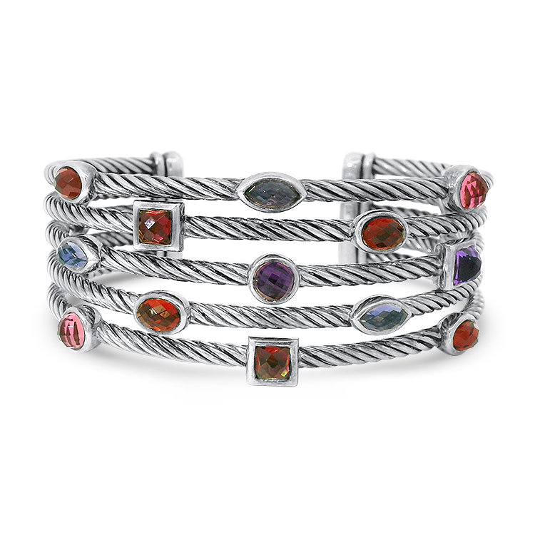 PAGE Estate Bracelet David Yurman Sterling Silver 5-Row Confetti Bangle Bracelet