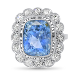 PAGE Estate Ring Edwardian French Sapphire & Diamond Cocktail Ring 8.25