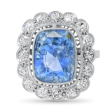 PAGE Estate Ring Edwardian French Sapphire & Diamond Cocktail Ring 8.25