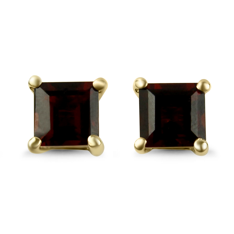 PAGE Estate Earrings Estate 10k Yellow Gold Garnet Stud Earrings