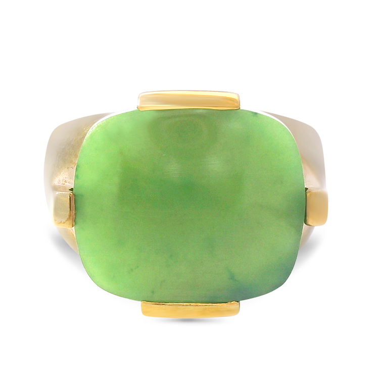 PAGE Estate Ring Estate 10k Yellow Gold Nephrite Jade Tablet Ring