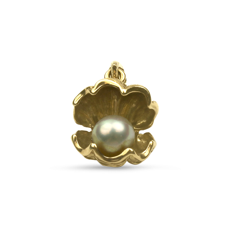 Estate 10K Yellow Gold Pearl Clam Shell Pendant – Springer's
