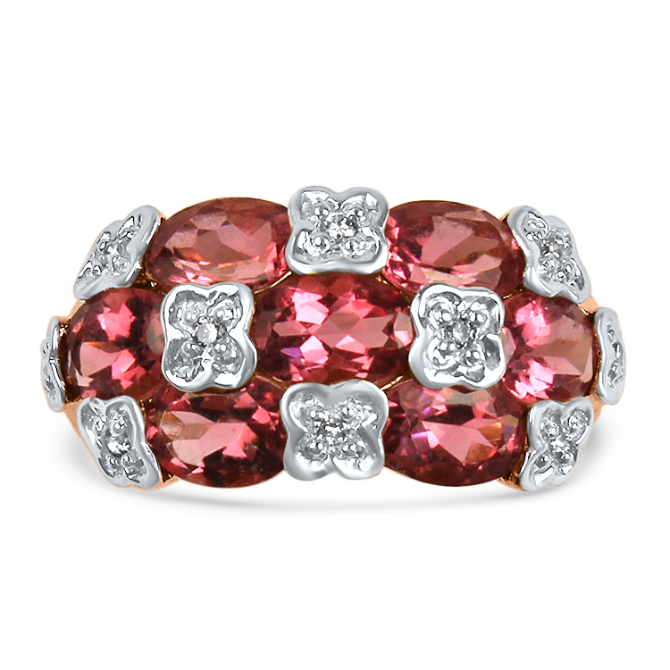 PAGE Estate Ring Estate 14K Rose and White Gold Floral Diamond and Pink Tourmaline Ring 6