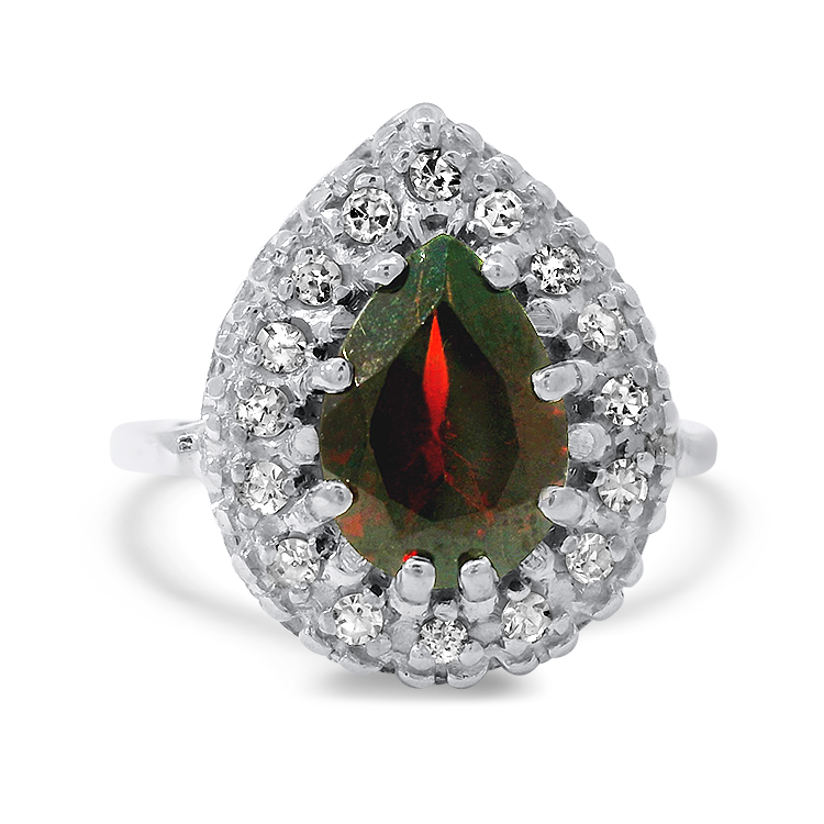 PAGE Estate Ring Estate 14k White Gold Almandite Garnet & Diamond Ring 8